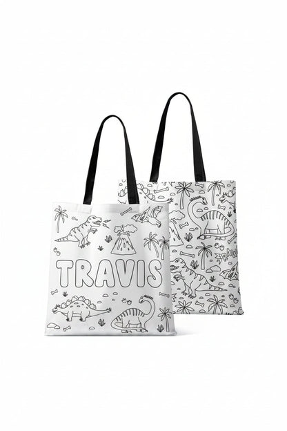 Colorable Personalized Tote Bags | Jurassic Playground