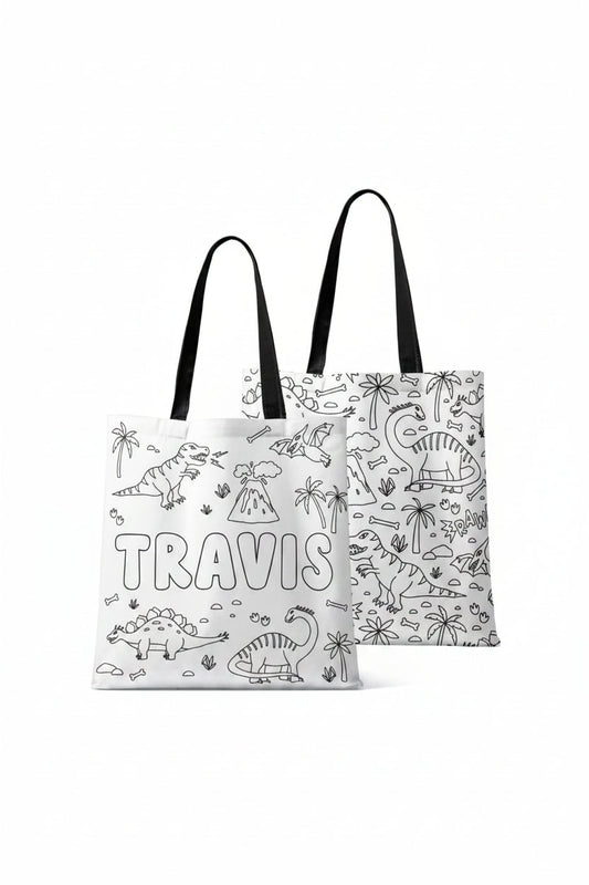 Colorable Personalized Tote Bags | Jurassic Playground
