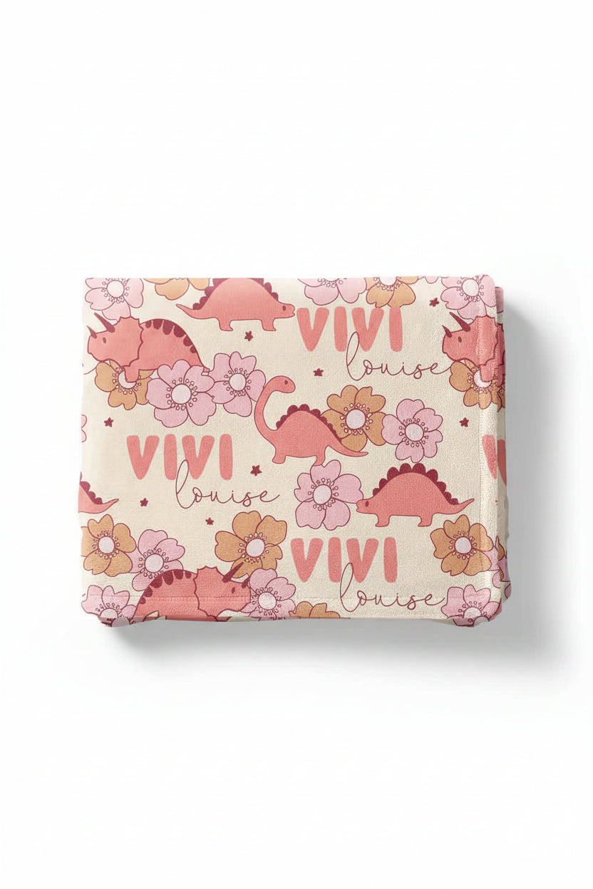Dino Diva Personalized Kids Blanket