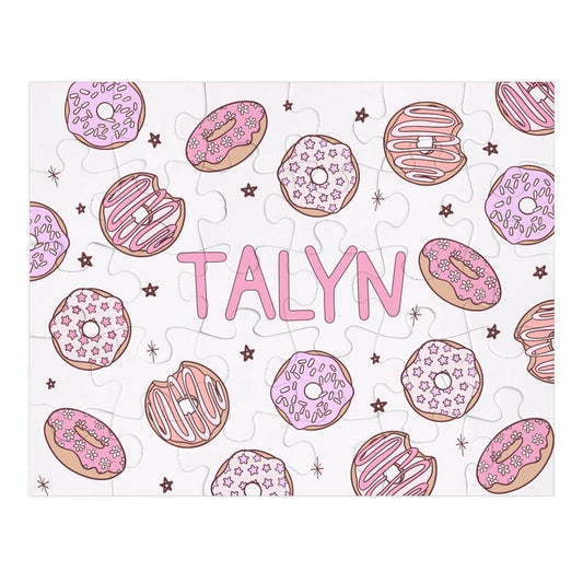 Kids Personalized 30 Piece Puzzle | Donut Shop Pink