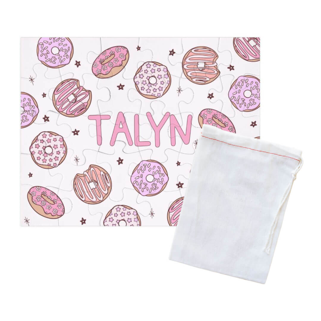 Kids Personalized 30 Piece Puzzle | Donut Shop Pink