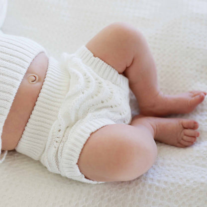Knit Sweater & Lace Bloomer Set | Dove