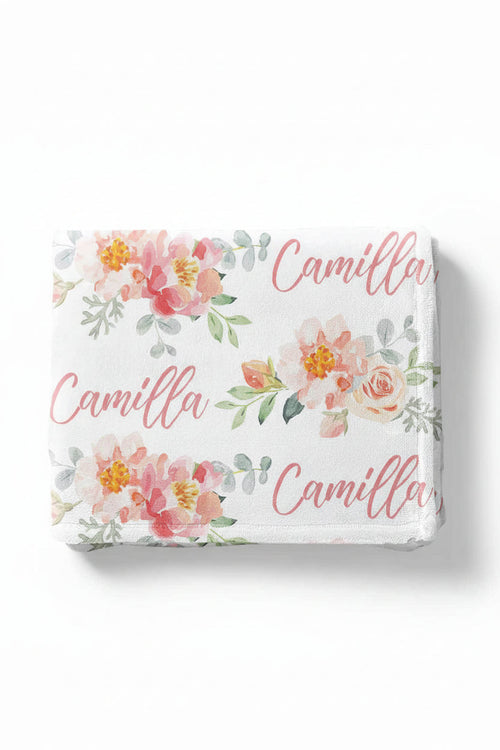 Ella's Vintage Dusty Rose Personalized Toddler Blanket