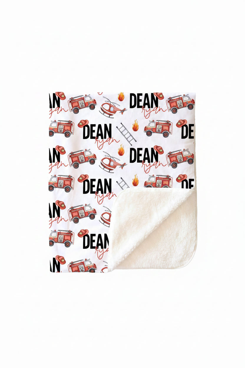 Firetrucks Personalized Toddler Blanket