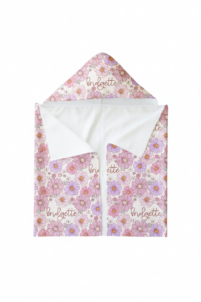 Personalized Hooded Towel | Purple Petunias