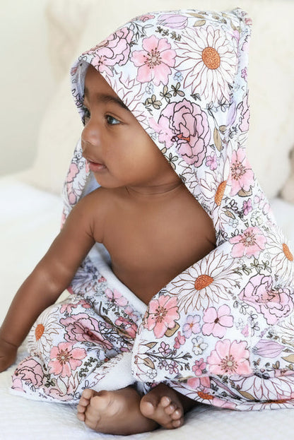 Bamboo Hooded Towel | Purple Floral