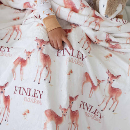 Friendly Fawns Personalized Kids Blanket