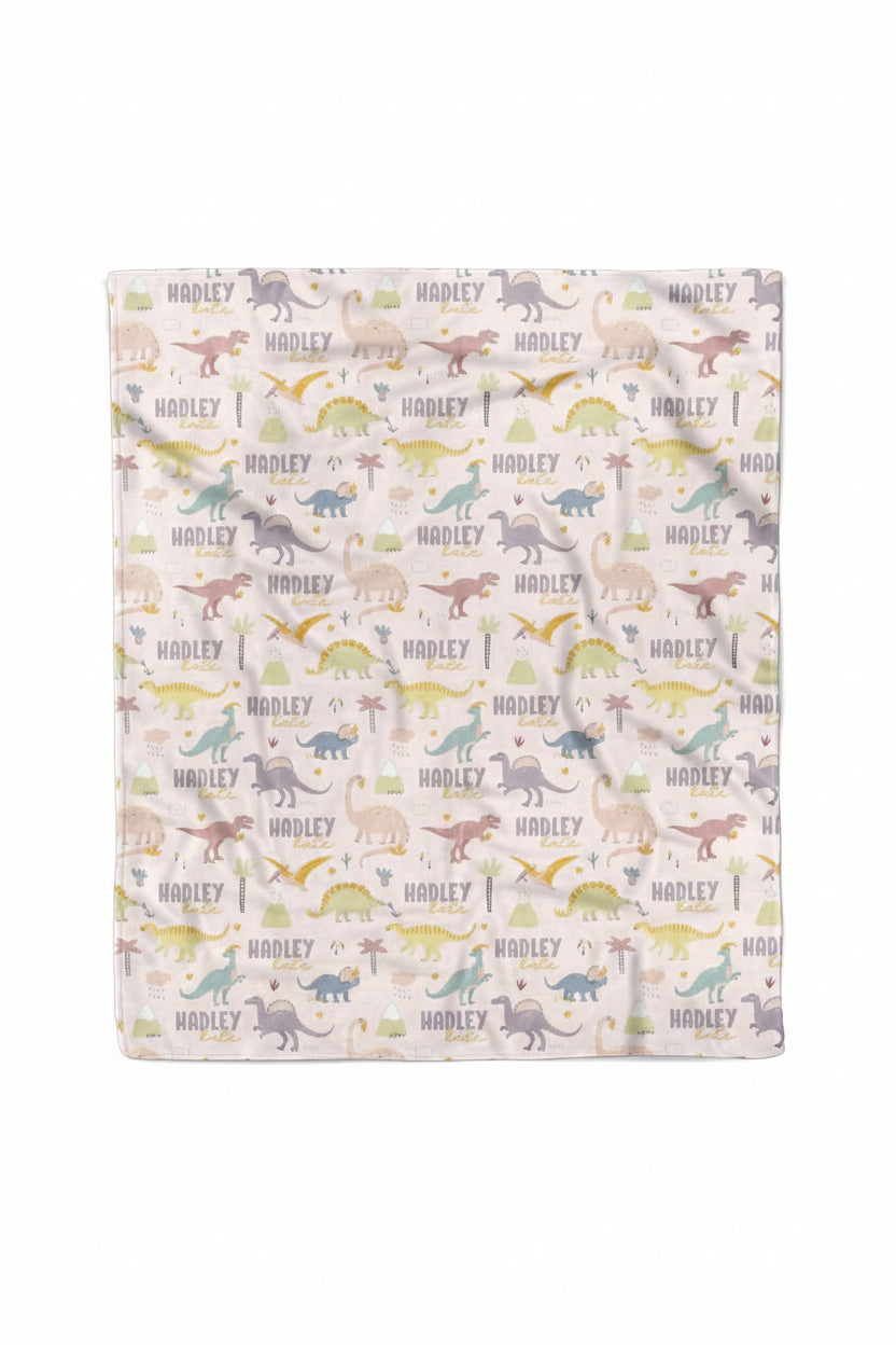 Pastel Dino Personalized Kids Blanket