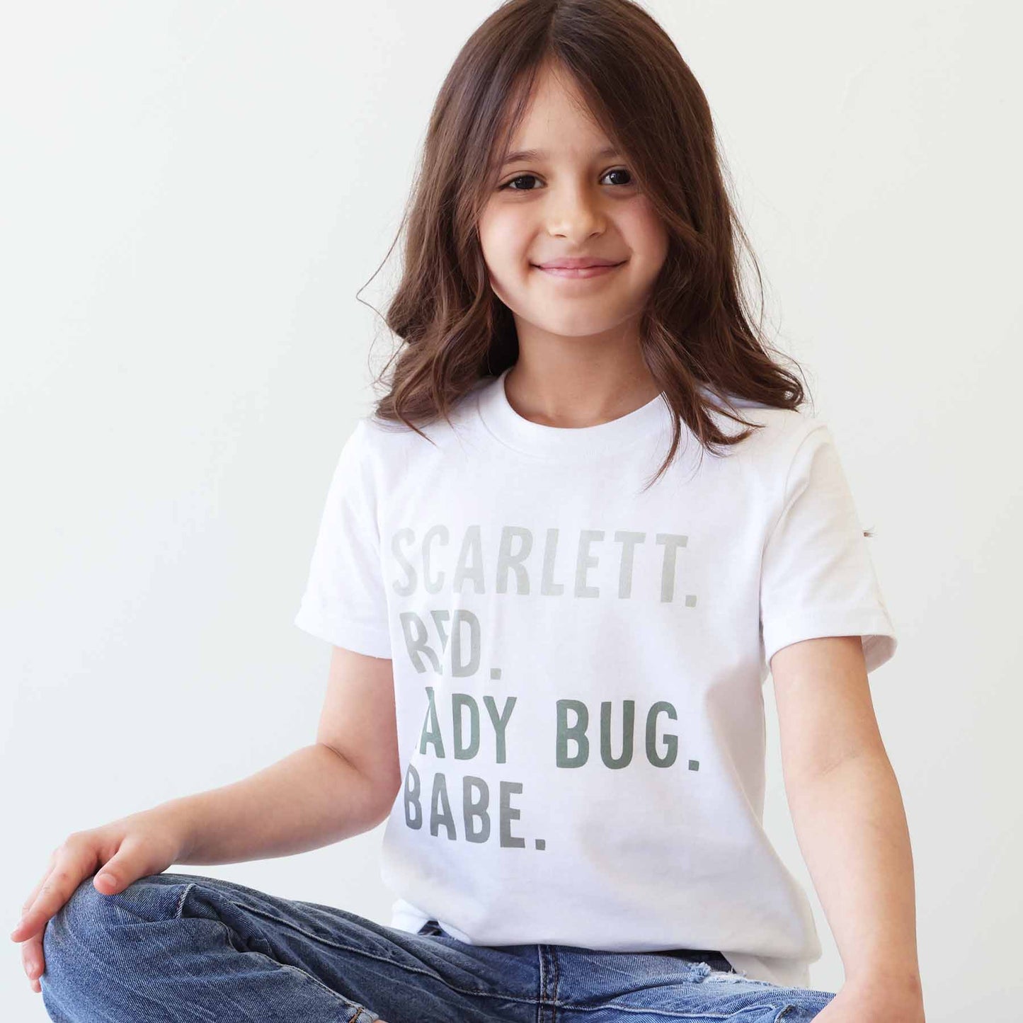 Personalized Green Nickname Color Block Kids Graphic Tee | White