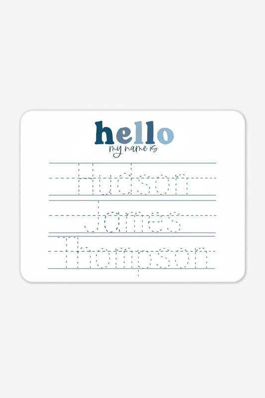 Kids Personalized Whiteboard | Hello My Name Is - Blues