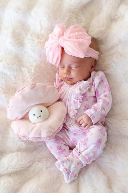 Bamboo Waffle Ruffle Zipper Footie | Sea Snuggles