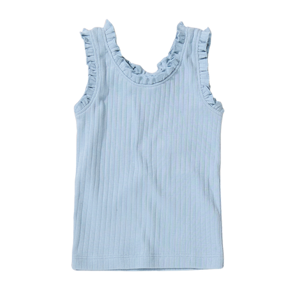 Joy Ruffle Rib Tank - Light Blue