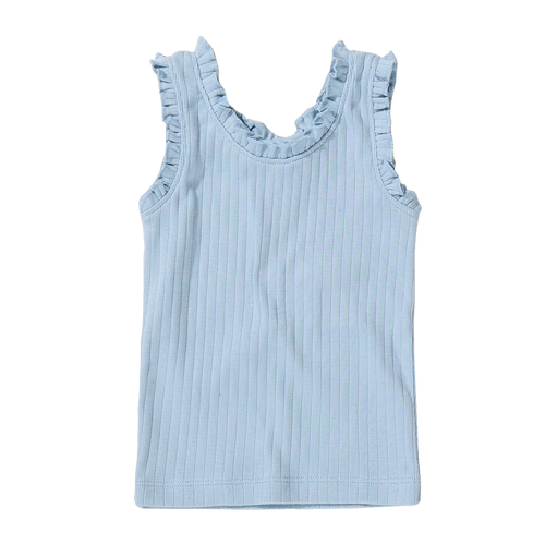 Joy Ruffle Rib Tank - Light Blue