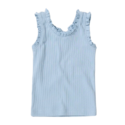 Joy Ruffle Rib Tank - Light Blue