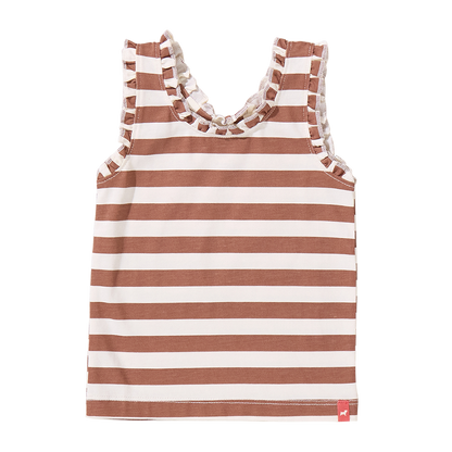 Joy Ruffle Tank - Cocoa Stripe