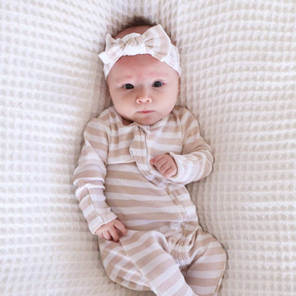 Bamboo Waffle Knit Large Bow Headwraps