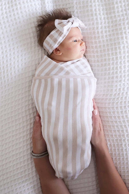Latte Stripes Bamboo Waffle Oversized Swaddle Blanket