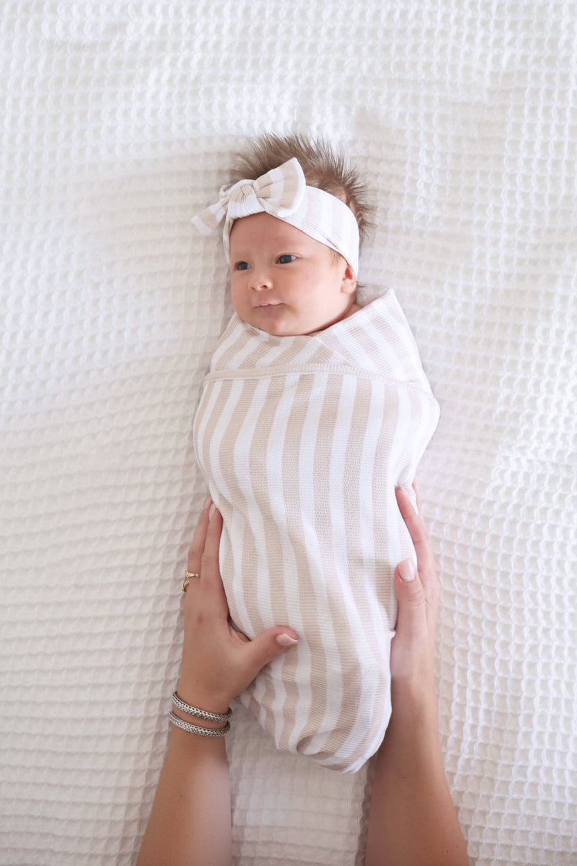 Latte Stripes Bamboo Waffle Oversized Swaddle Blanket