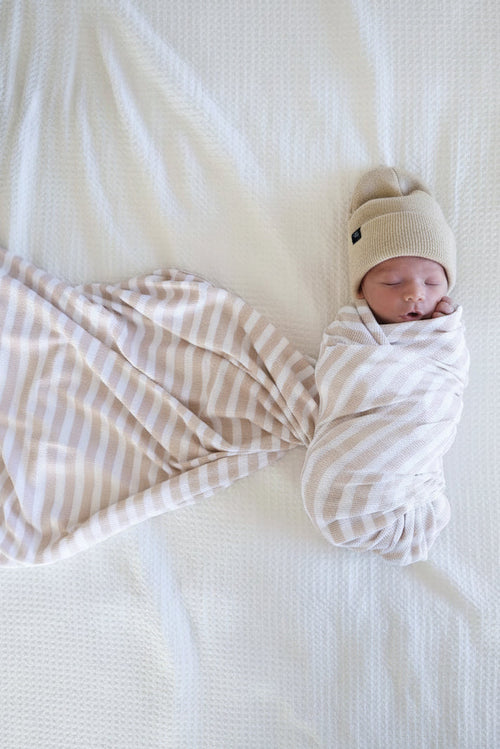 Latte Stripes Bamboo Waffle Oversized Swaddle Blanket