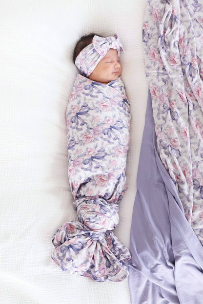 Leighton's Lavender Knit Large Bow Headwrap