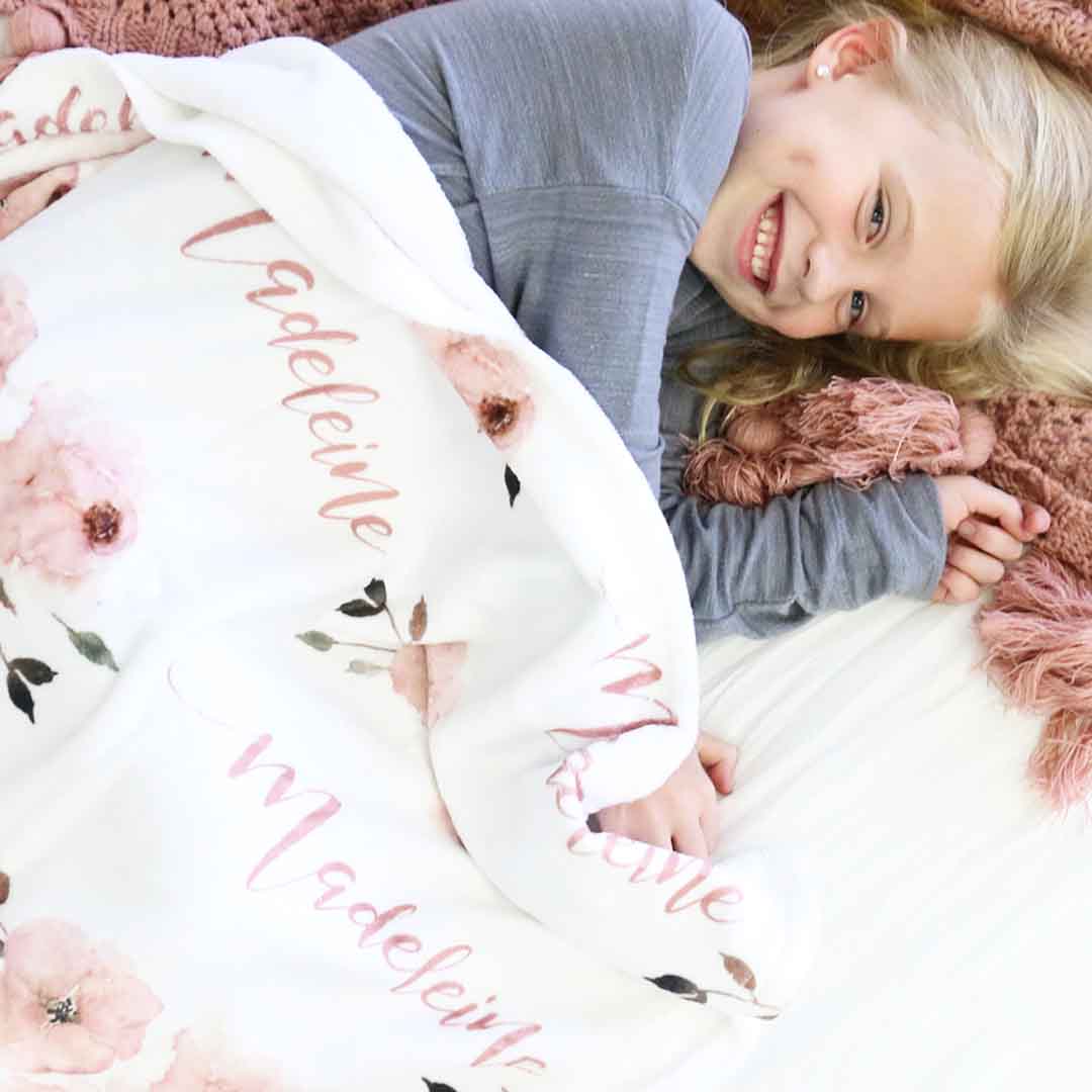 Millie's Dusty Rose Garden Personalized Toddler Blanket