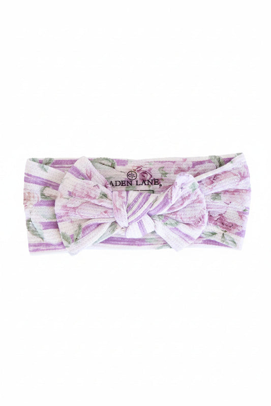 Lila's Lilacs Bamboo Waffle Knit Large Bow Headwrap