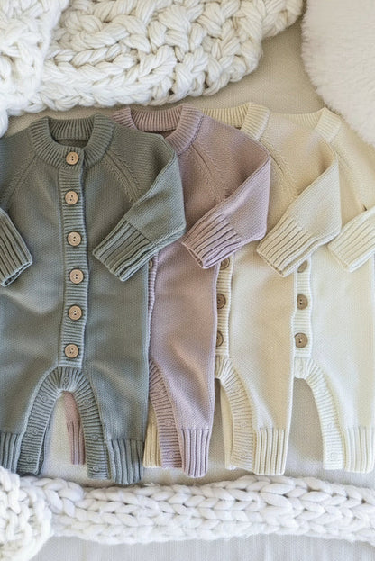 Knit Sweater Button Romper