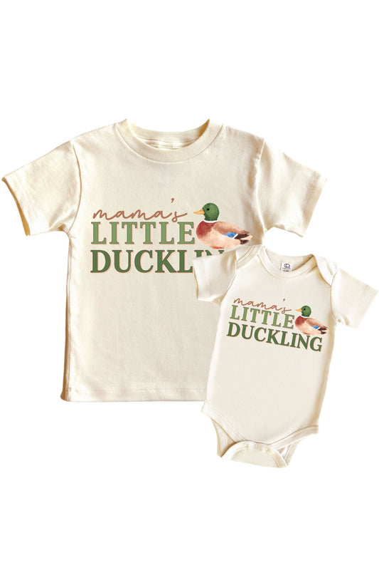 Mama's Little Duckling Graphic Bodysuit & Kids Tee | Natural