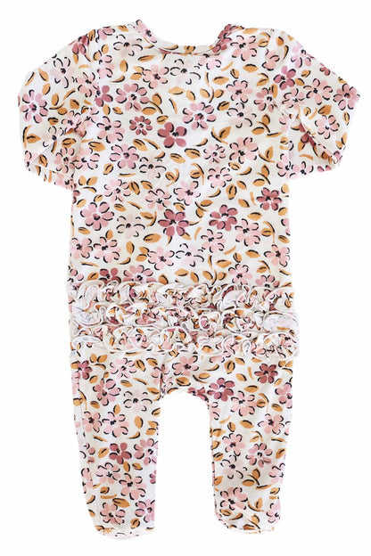 Mauvelous Meadow Ruffle Zipper Footie