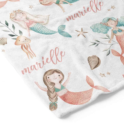 Mermaid Friends Personalized Toddler Blanket