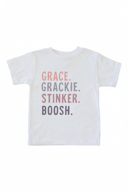 Personalized Nickname Color Block Kids Graphic Tees