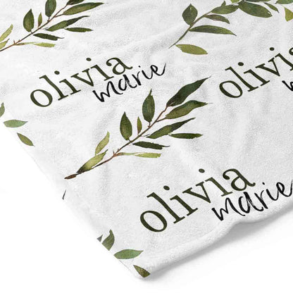 Olive Leaf Personalized Toddler Blanket