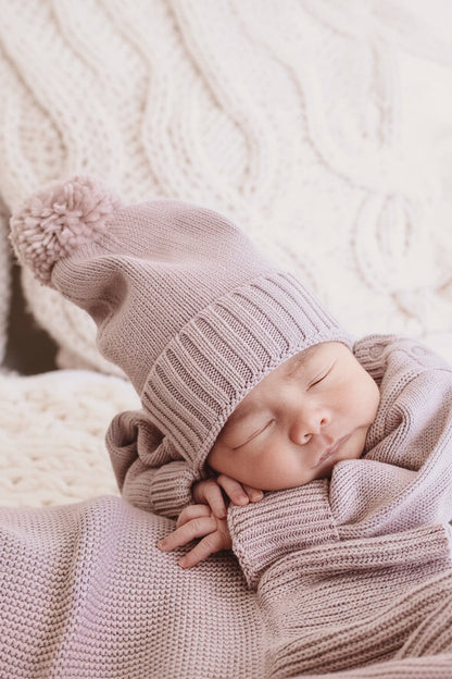 Knit Baby Pom Pom Beanie | Iris