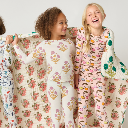 Kids Bamboo PJ Set - Cloud Pink Cherry