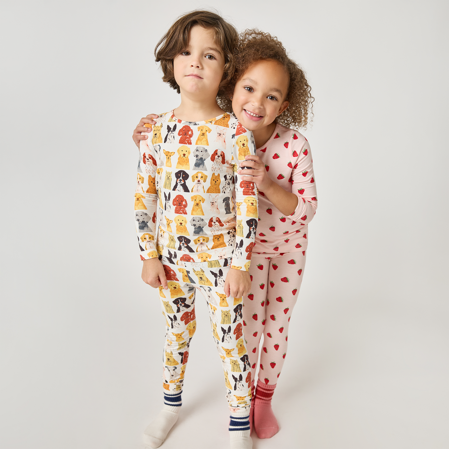 Kids Bamboo PJ Set - Small Watercolor Dogs