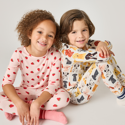 Kids Bamboo PJ Set - Small Watercolor Dogs