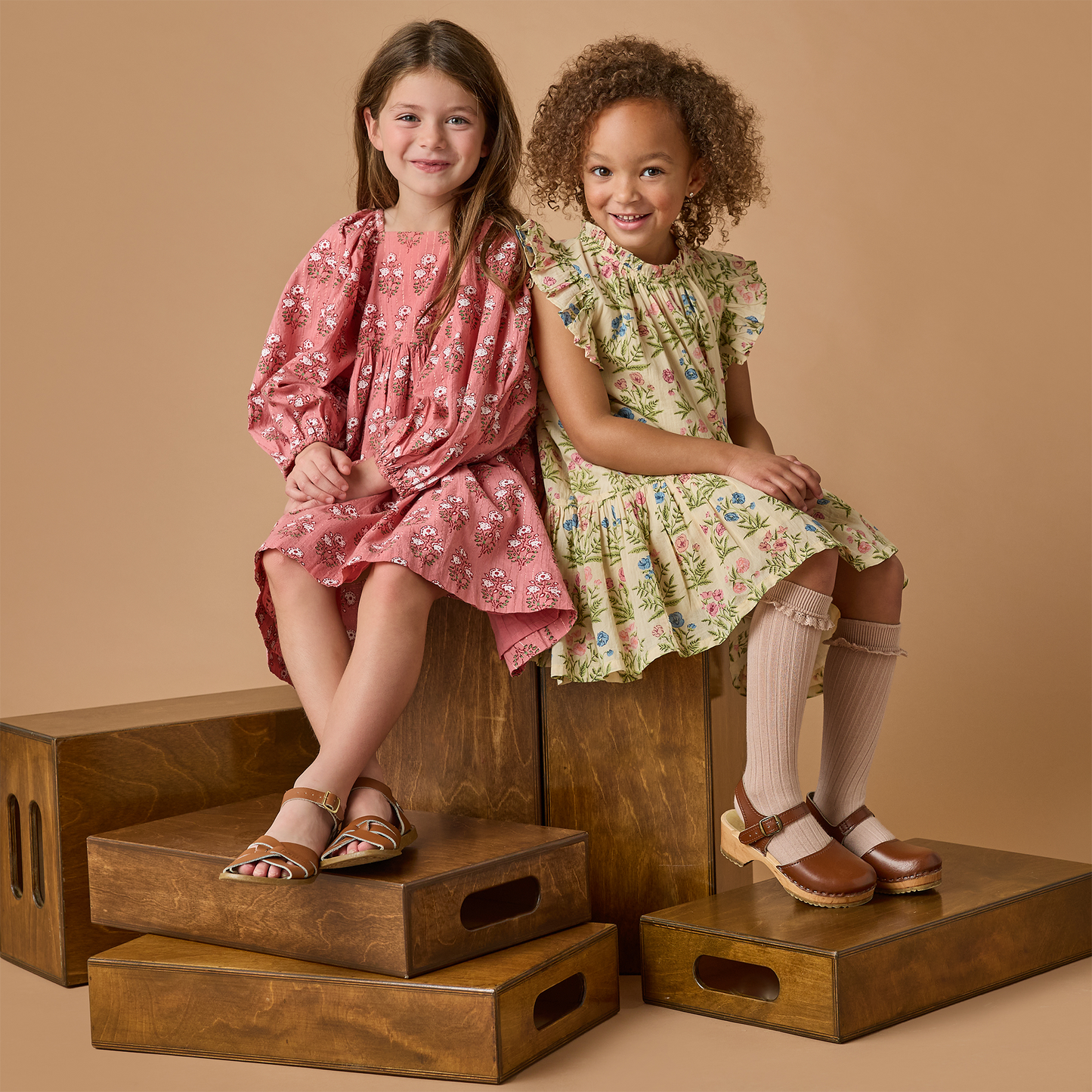 Girls Mary Barrett Dress - Pink Strawflower