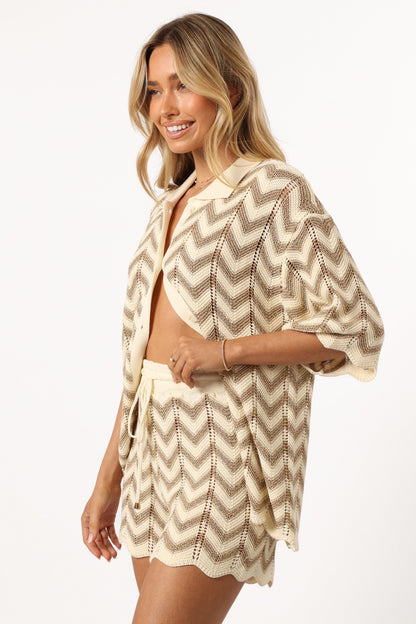 Cherie Knit Shirt - Gold White