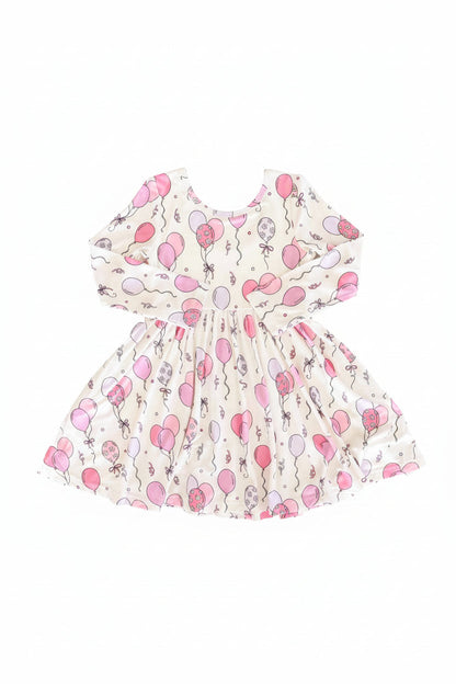 Girls' Long Sleeve Twirl Dress | Party Time Pink
