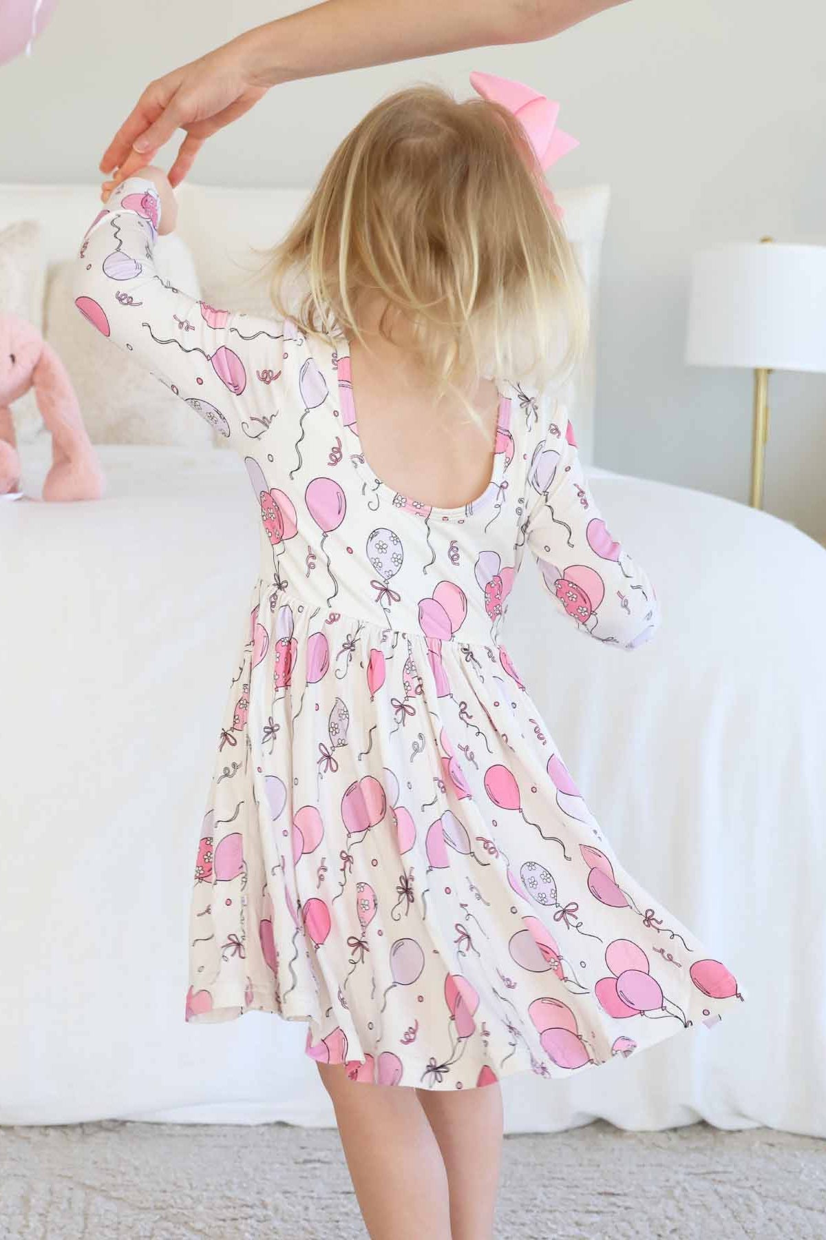Girls' Long Sleeve Twirl Dress | Party Time Pink