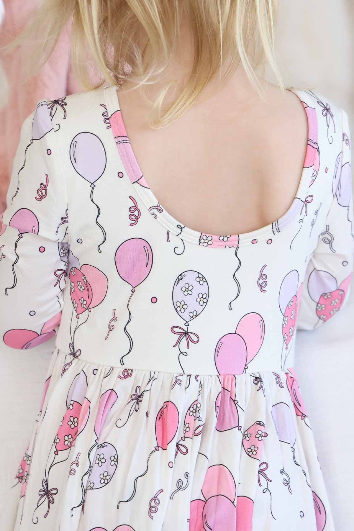 Girls' Long Sleeve Twirl Dress | Party Time Pink