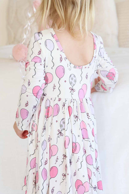 Girls' Long Sleeve Twirl Dress | Party Time Pink