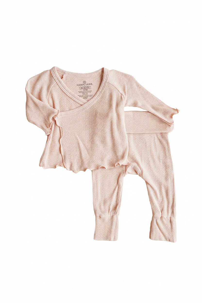2pc Waffle Crossover Top & Bottom | Pink Fawn