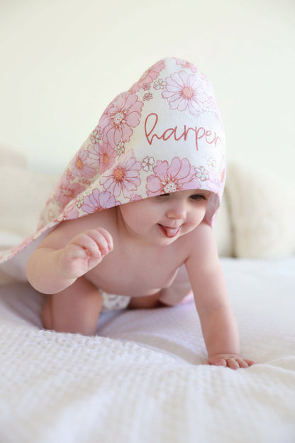 Personalized Hooded Towel | Purple Petunias