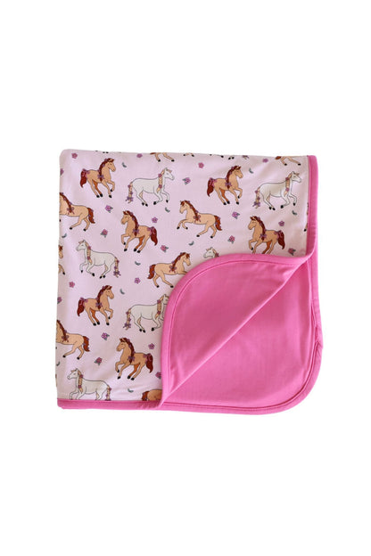 Double Sided Bamboo Blanket | Pony Club Pink