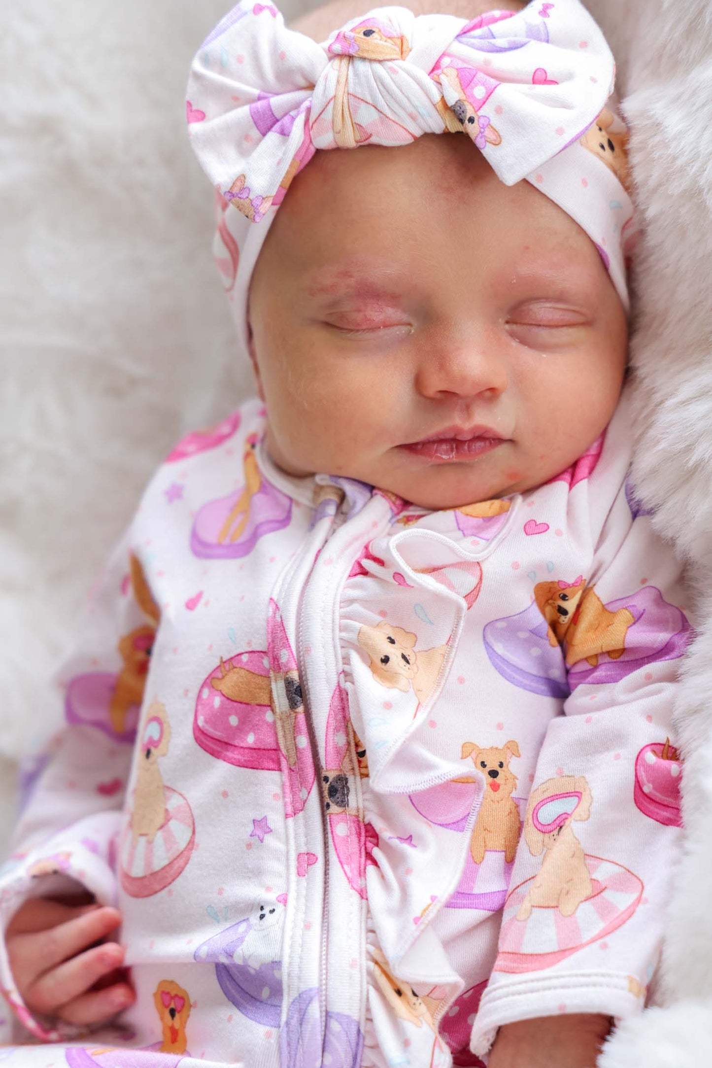 Knit Large Bow Headwrap | Poolside Pups Pink