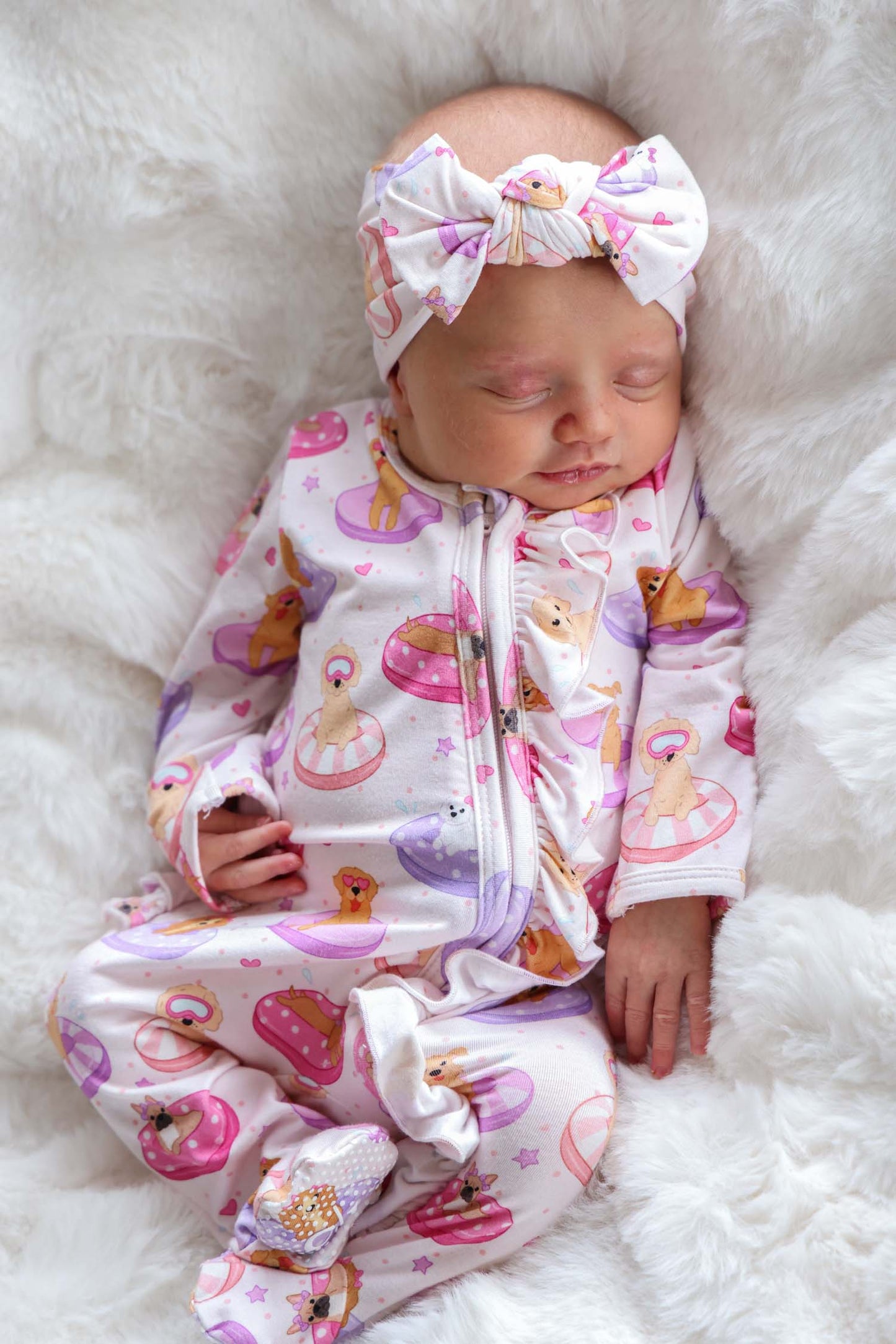 Knit Large Bow Headwrap | Poolside Pups Pink
