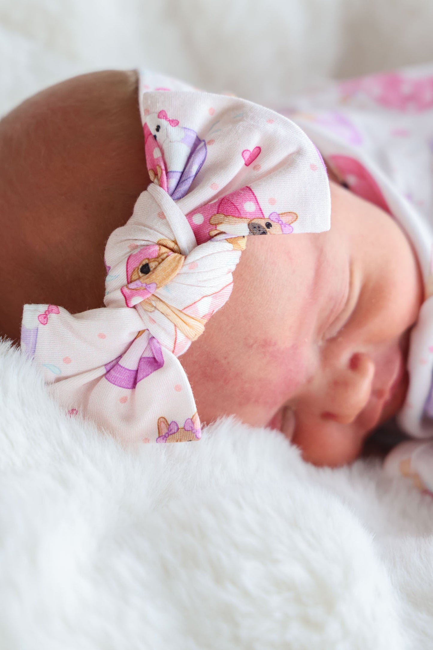 Knit Large Bow Headwrap | Poolside Pups Pink