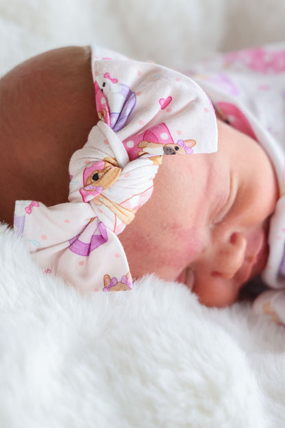 Knit Large Bow Headwrap | Poolside Pups Pink