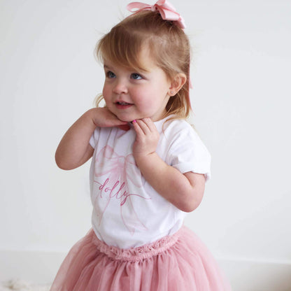 Personalized Bow Kids Graphic Tee | White